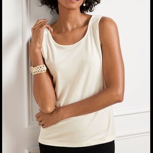Talbots white shimmer velvet tank nwt